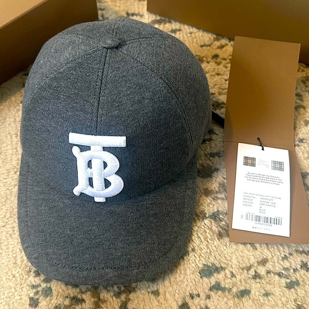 Limited edition Burberry TB Logo Jersey Cotton BaseBall Cap - Medium - Dark grey